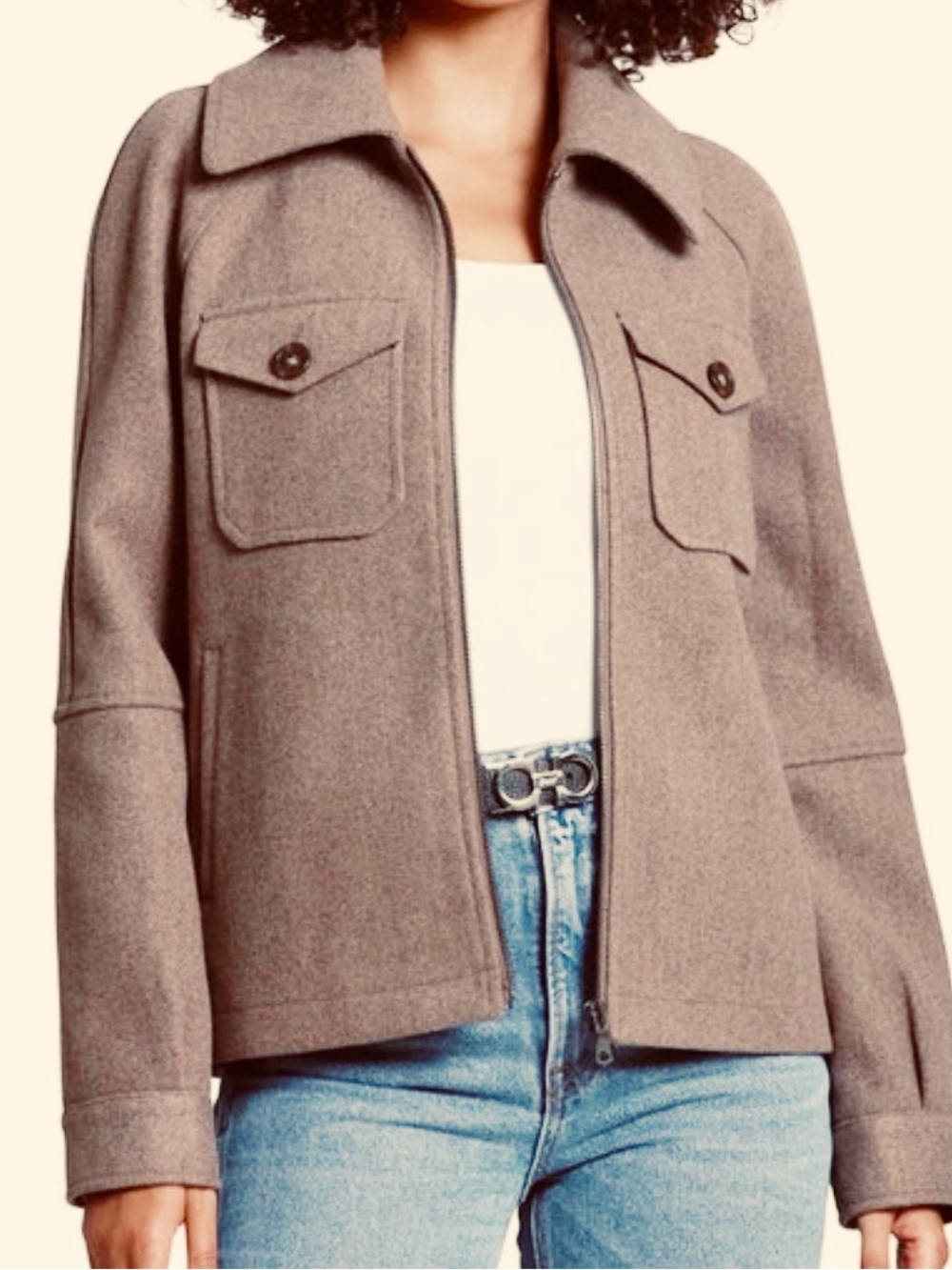 Avec Les Filles Anthropologie Utility Jacket In Brown Zip Up Size XS 169.00